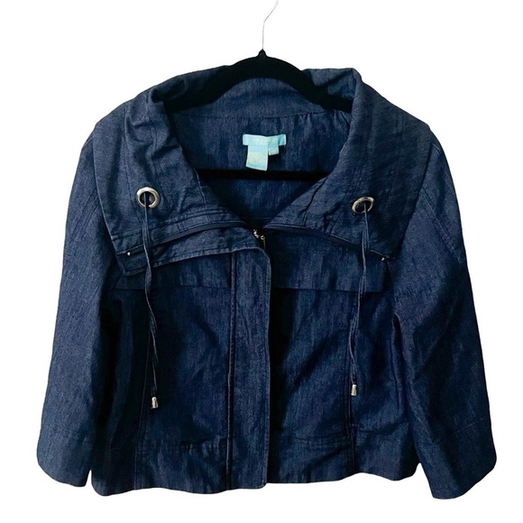 SANDRO Cropped Denim Oversized Blazer Jacket Sz M - Picture 1 of 5